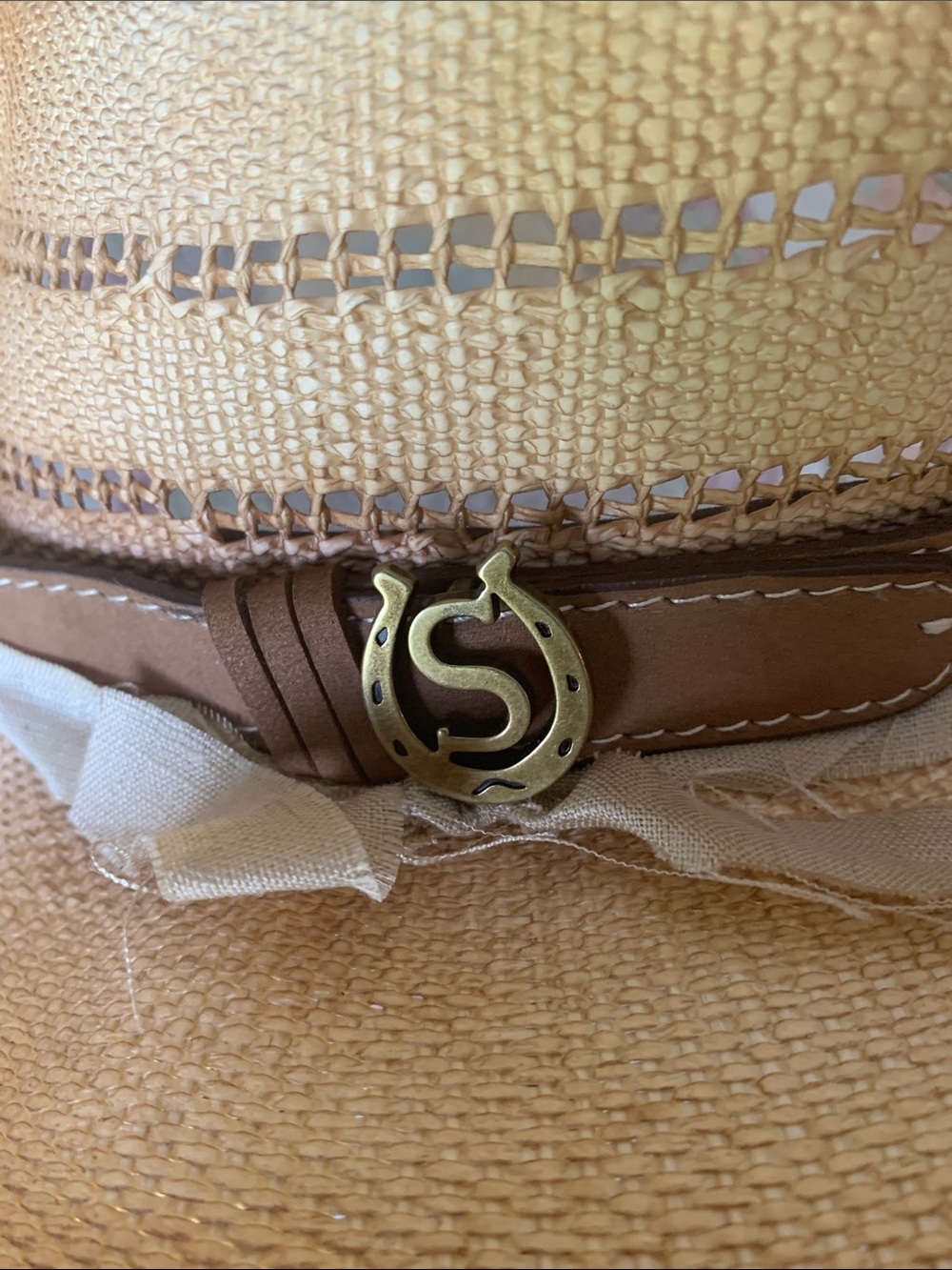 Stetson Cream Straw Hat with Blue Trim - Picture 7 of 12